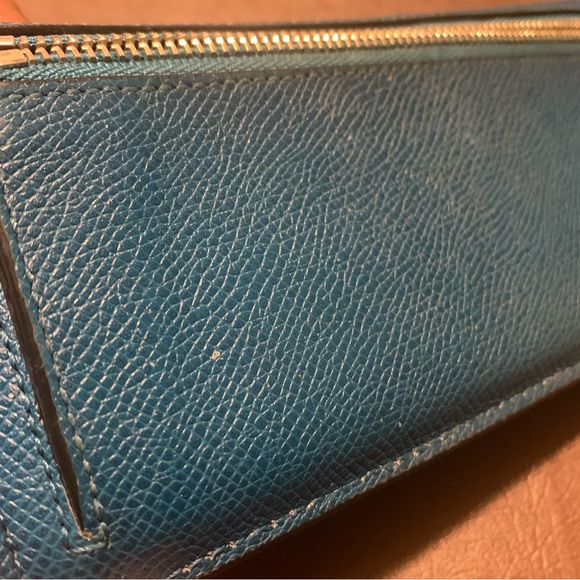 Coach Women's Leather Slim Envelope Flap Long Wallet Teal 8”x4” - Picture 8 of 14